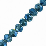 Top Glasfacett rondellen Perlen 4x3mm Dull blue plated